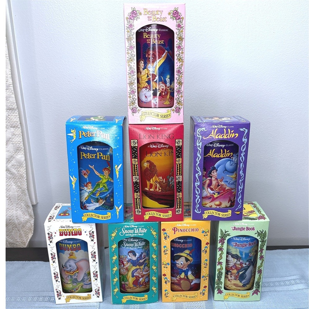 8 Vintage 1994 Disney Burger King Coca-Cola Collector Series Glasses Set in Box
